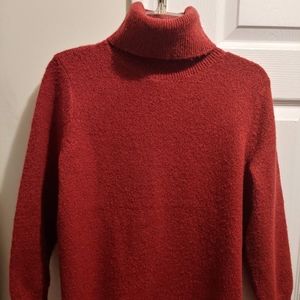 Joie Cashmere Silk Wool blend soft Red/Orange mix Turtle-neck Sweater